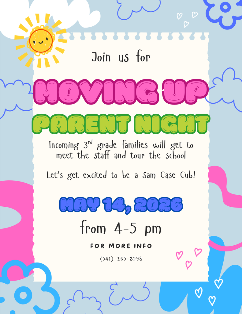 Moving Up Parent Night for incoming third graders this Thursday.