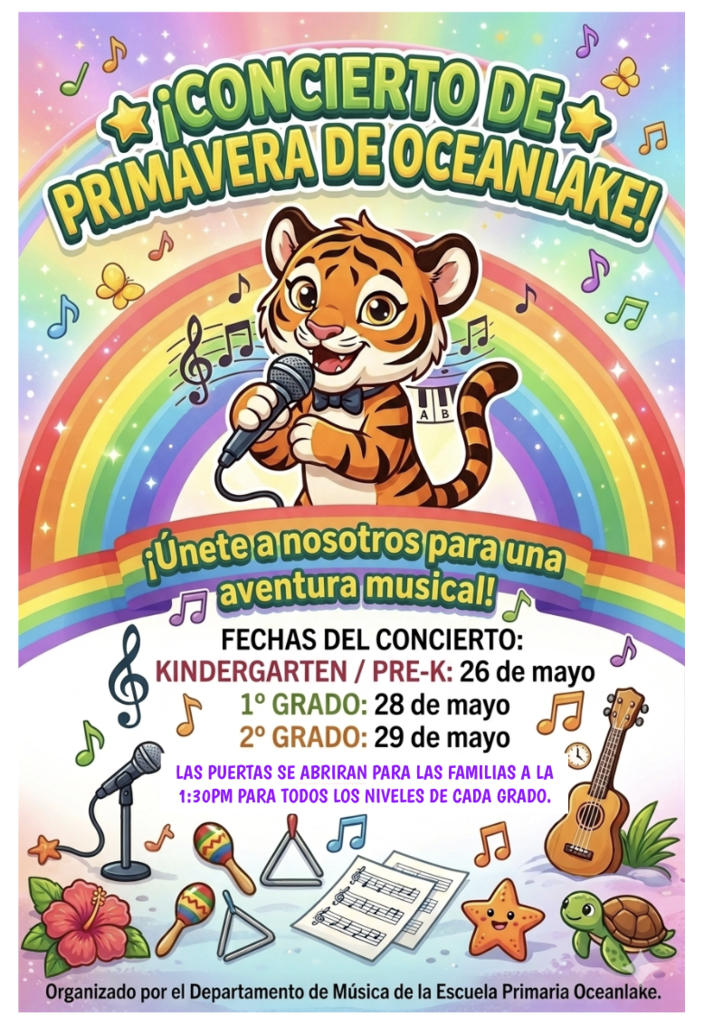 Spring Concert Informational Flyer-Grade Levels, Dates, and Times (Sp)