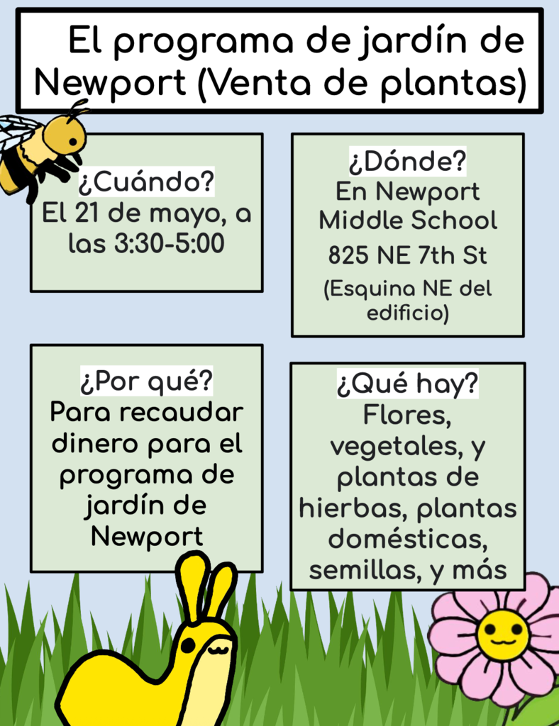 Announcement of plant sale in Spanish
