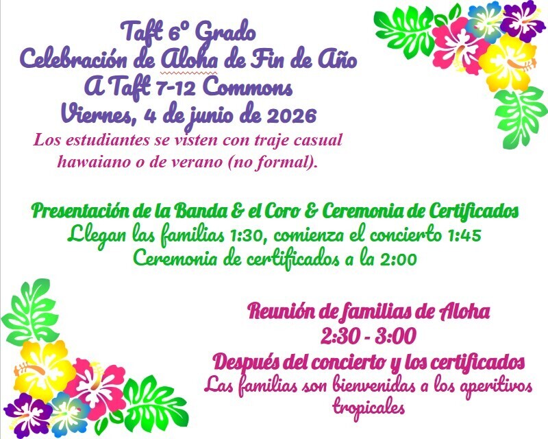 6th Grade Celebration Spanish flyer