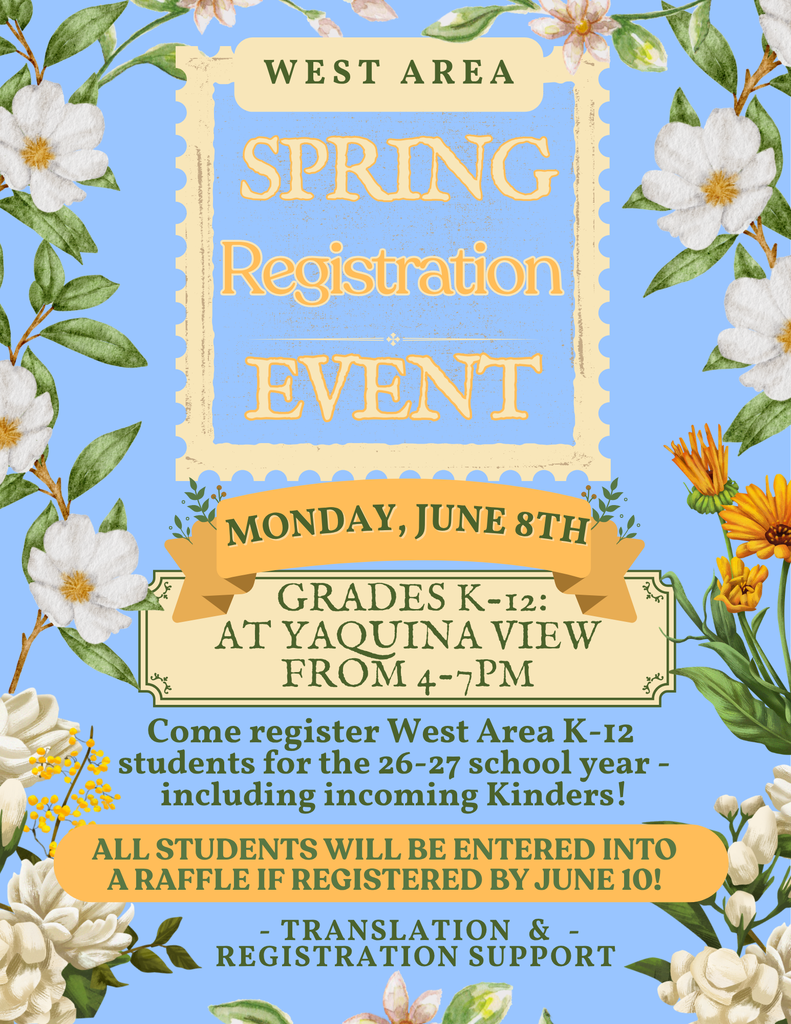 West Area Spring Registration Event: TODAY, Monday June 8th, 4-7 PM 