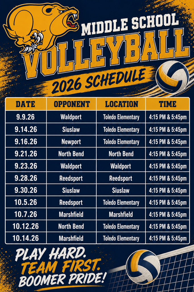 Toledo Middle School Volleyball schedule 2026/2027
