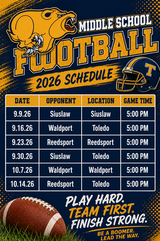 Toledo Middle School Football schedule 2026/2027