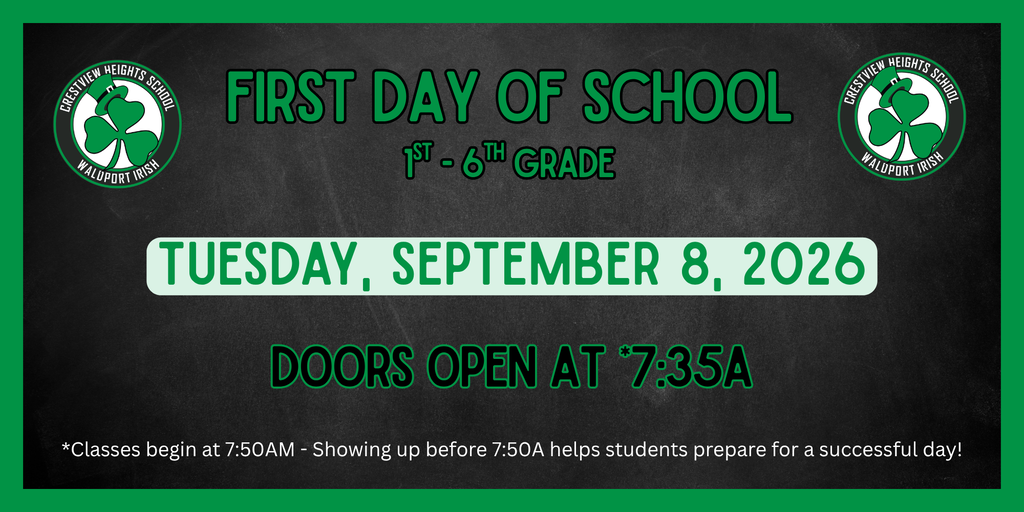 First Day of School - September 8th
