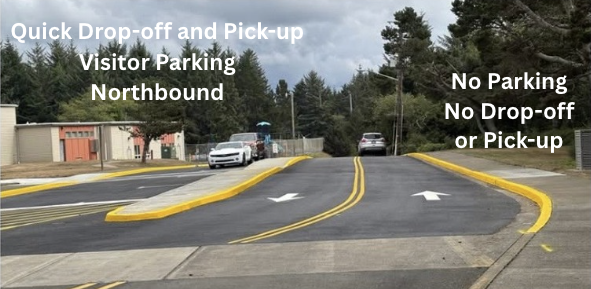 Image of new High School Drive and drop-off/pick-up lane.
