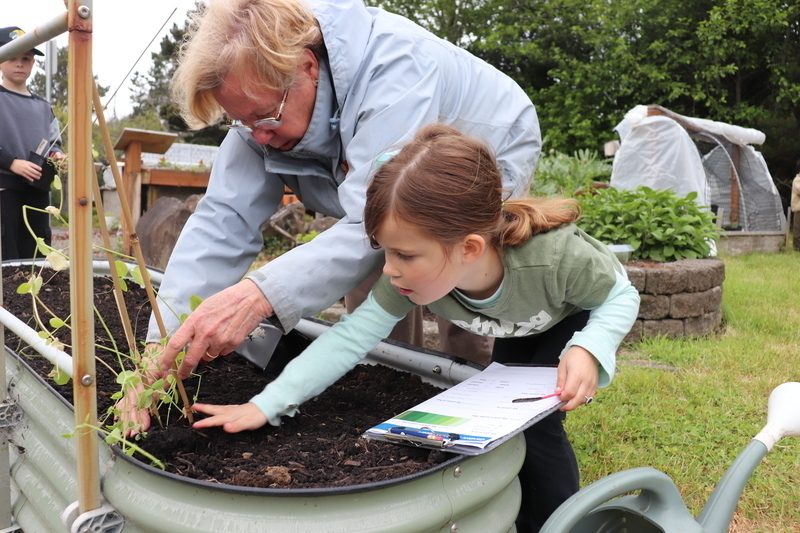 Oceanlake students during field trip to demonstration garden