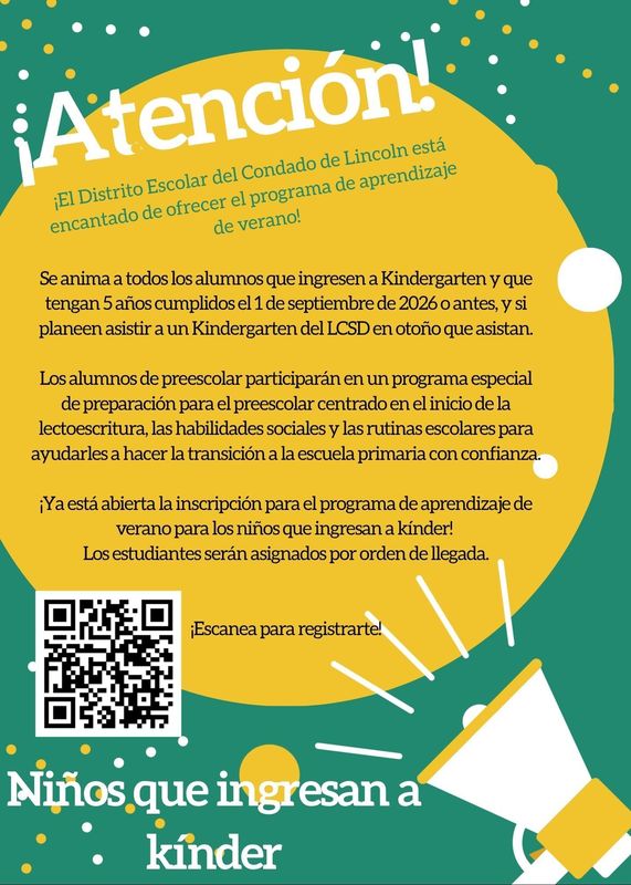 Kindergarten Summer School Registration Spanish