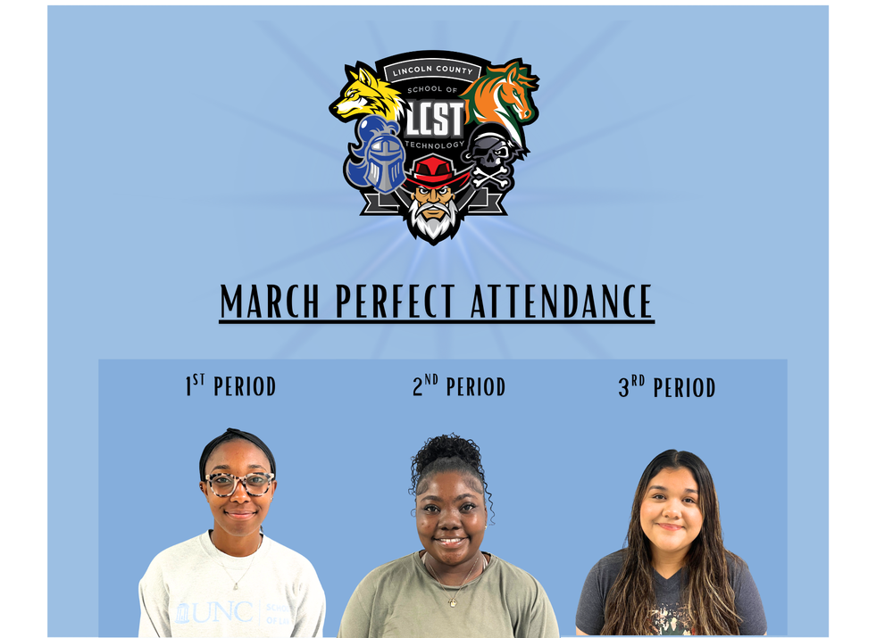 March Perfect Attendance Students for 1st, 2nd and 3rd periods