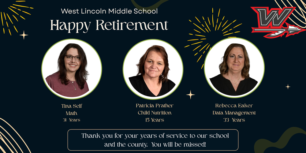 Three women staff members celebrated for retiring after years of service to West Lincoln Middle School and Lincoln County Schools. 
