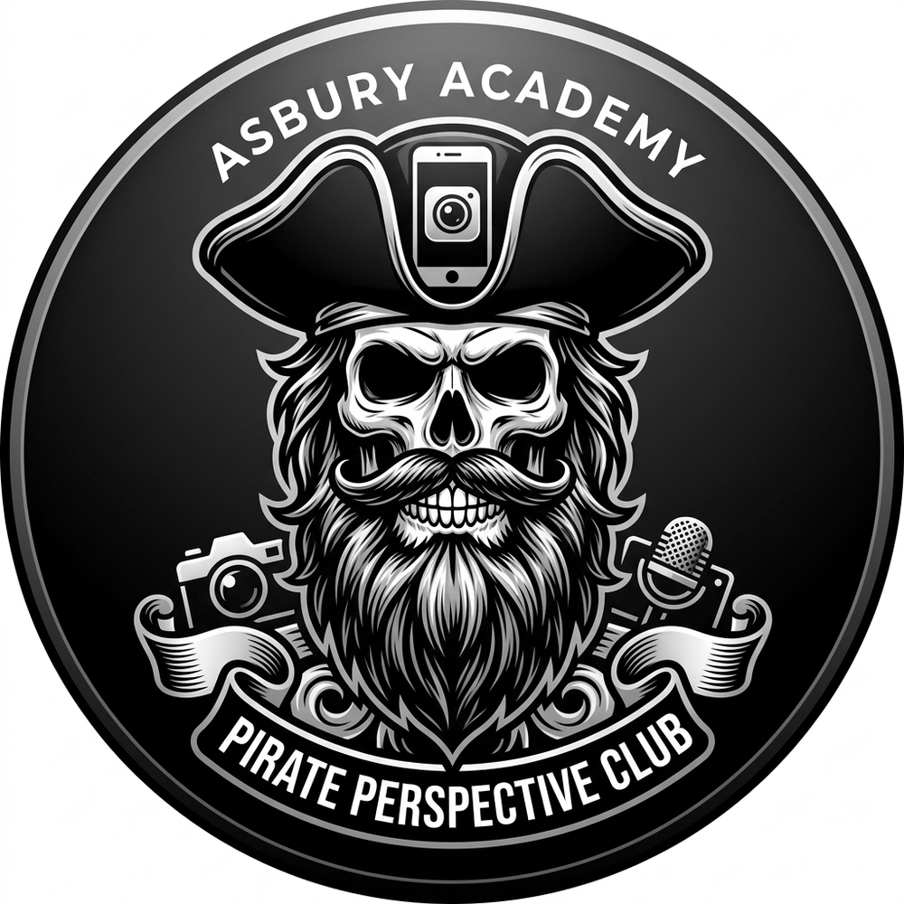 A logo for the Pirate Perspective Club featuring a pirate with a camera on its hat.