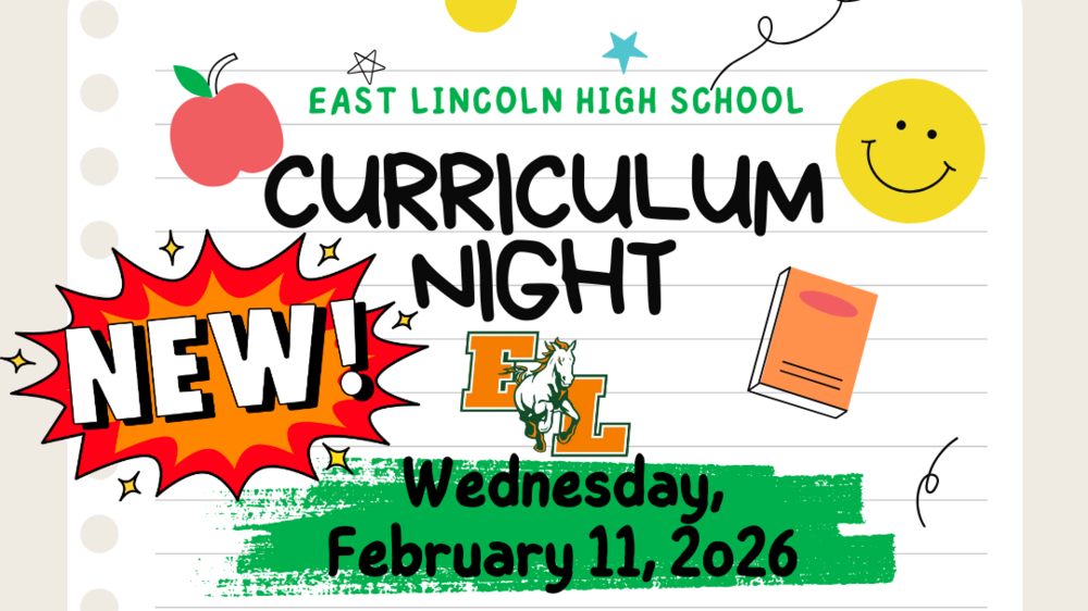 Curriculum Night on February 11, 2026 from 5:45 PM to 7:30 PM in the New Gym.