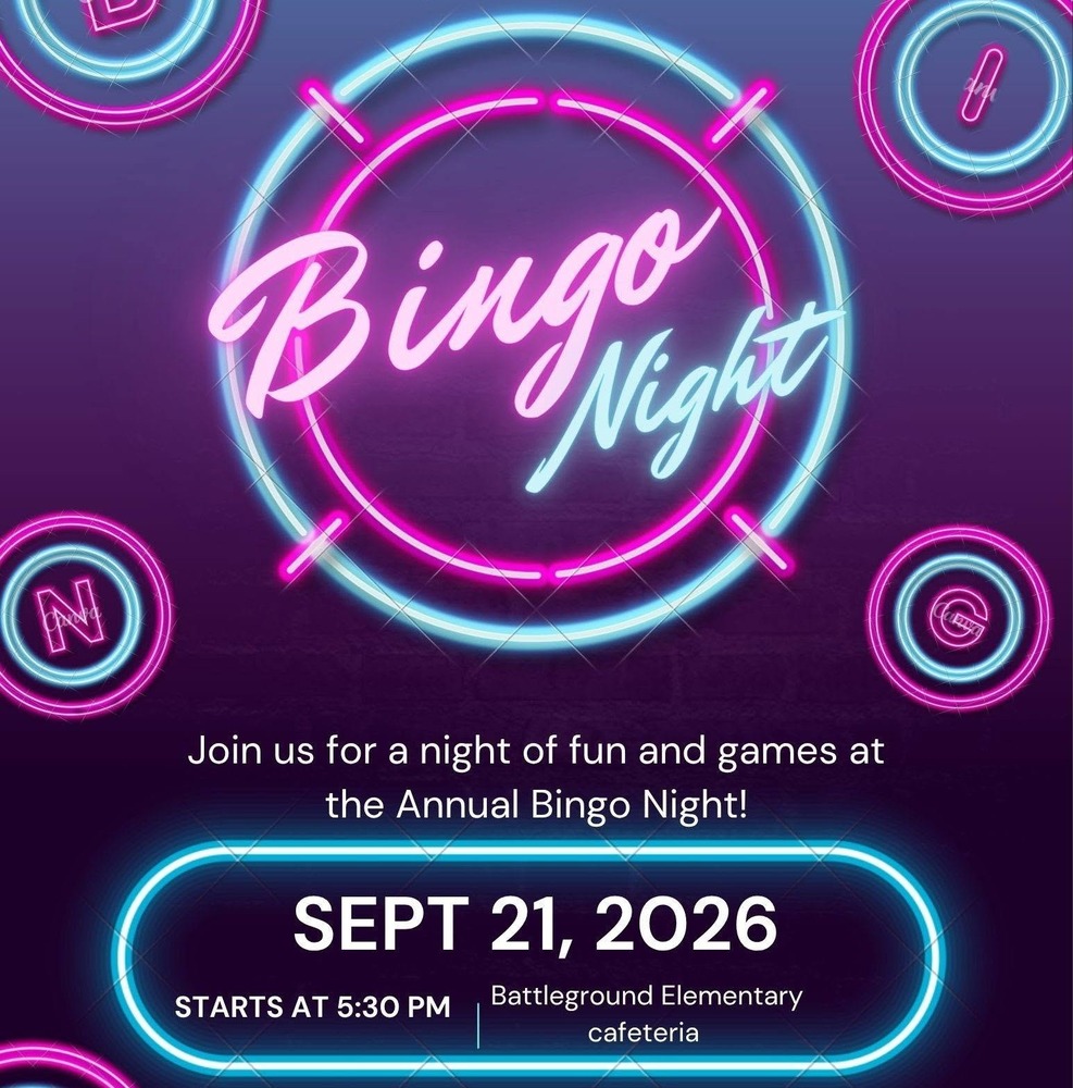 neon Bingo Night title, Sept. 21, 530p