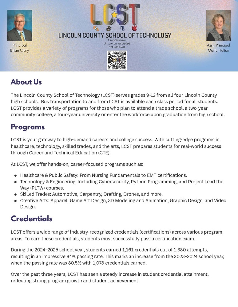 Brag sheet about LCST