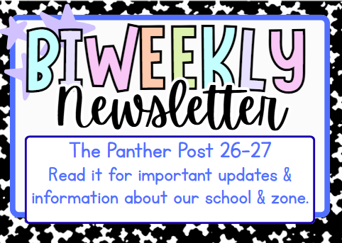 Newsletter heading with black and white composition background. Explaining reasons to read the Panther Post