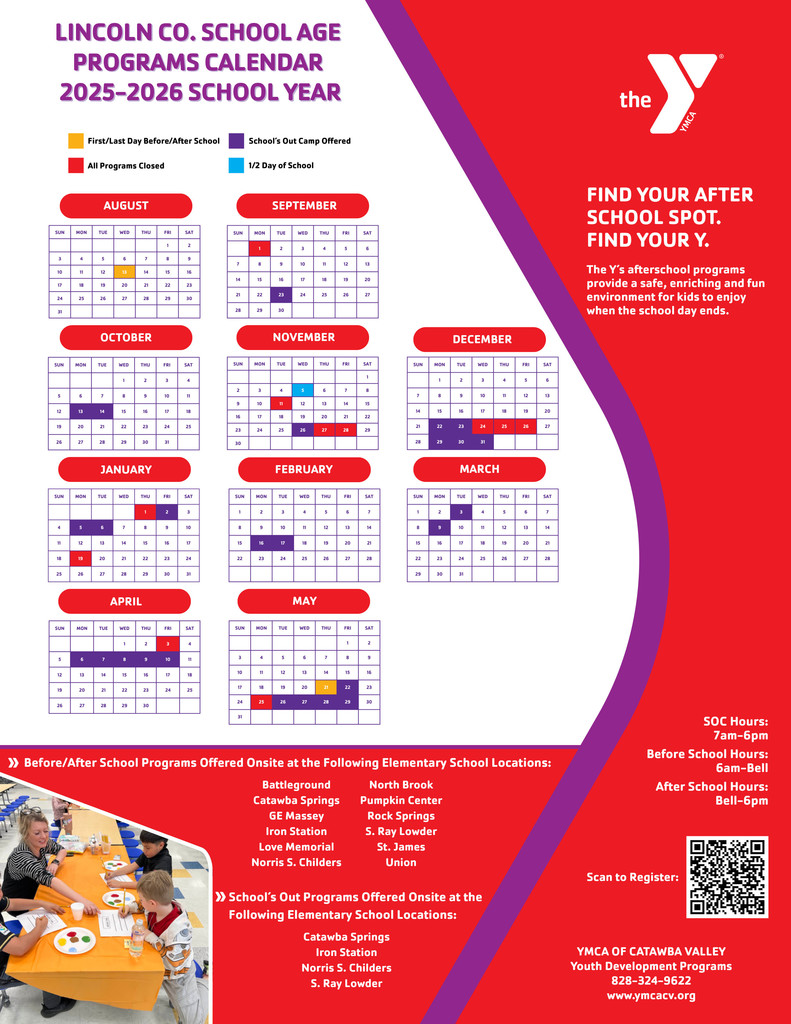 YMCA Calendar and Info