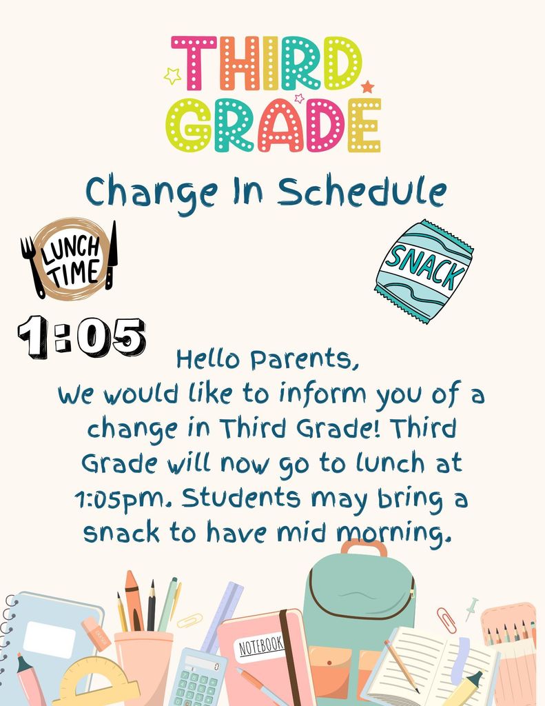 3rd grade change of schedule