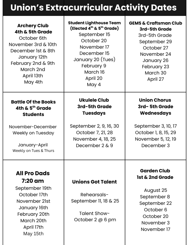 Extracurricular Activity Dates