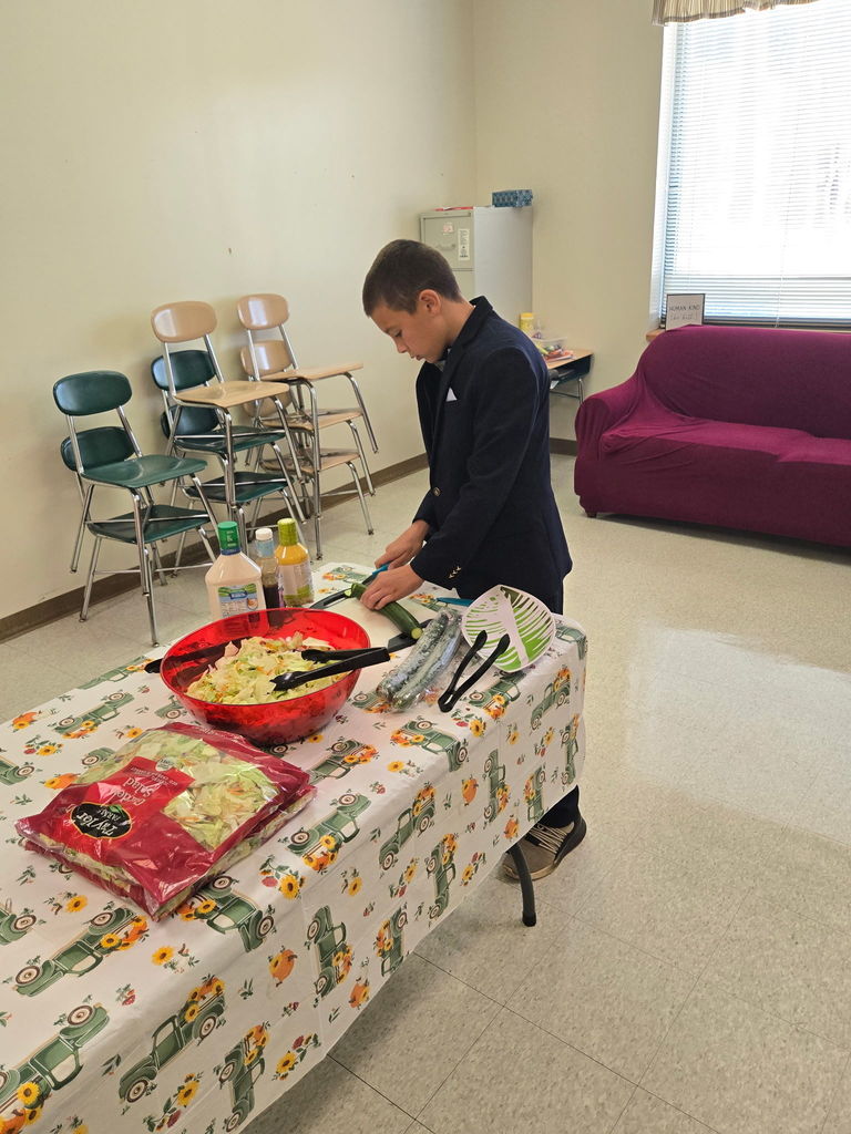 Helping to prep the lunch