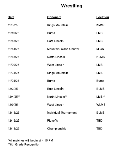 Wrestling Schedule 2025