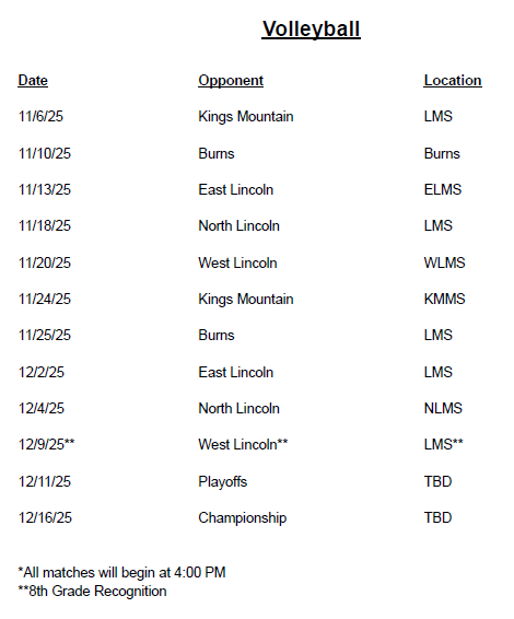 Volleyball Schedule 2025