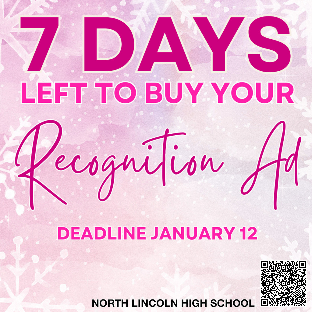 7 days left to purchase a recognition ad for your graduating student! Scan the QR code or visit https://www.jostens.com/apps/jcom/router.mvc?code=YB_RA&cn=1423251 to purchase today! Deadline January 12th.