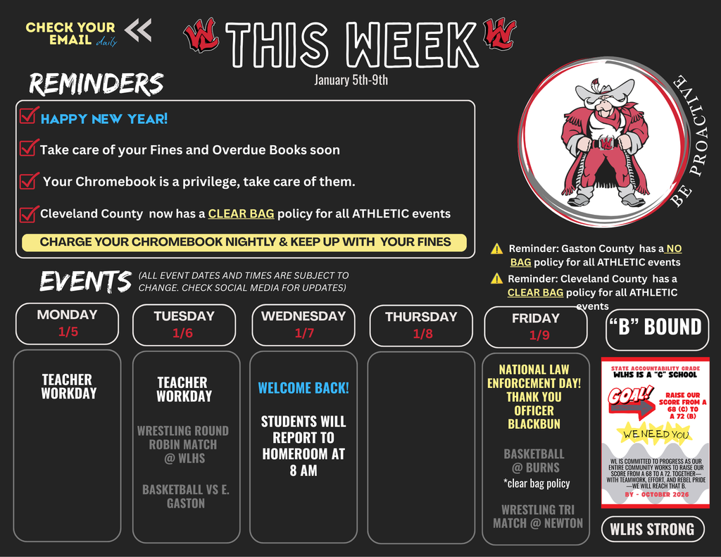 This weeks events at WLHS.