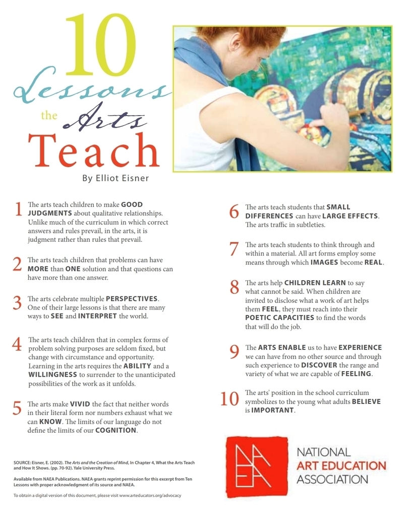 A list of 10 lessons the Arts teach.