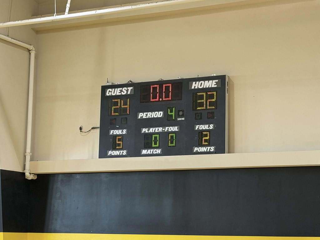 Scoreboard with final score: 32-Home to 24-Guest