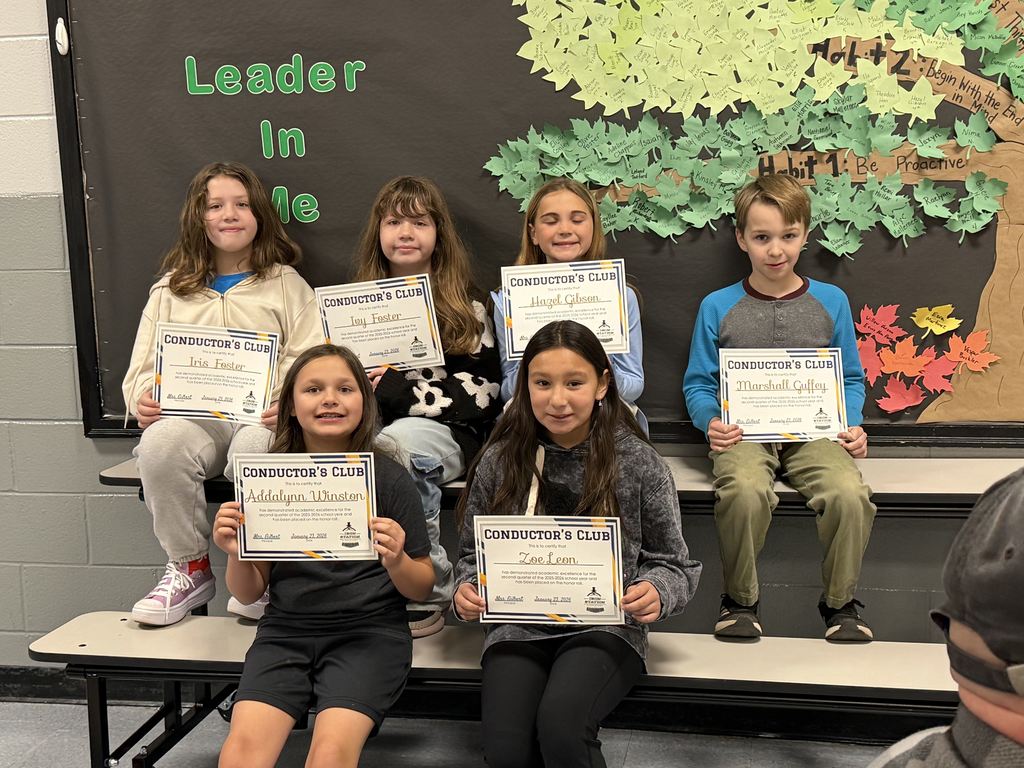 Fourth grade students recognized at Conductor's club.