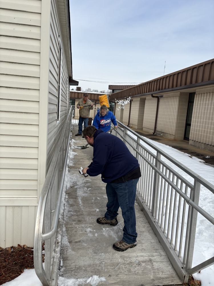 cleaning the walkways