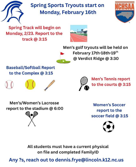 Spring Sports Try-Out Info