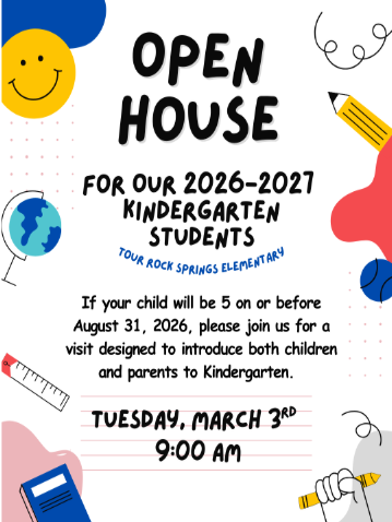 Open House for Rising Kindergarteners on March 3 at 9:00 am
