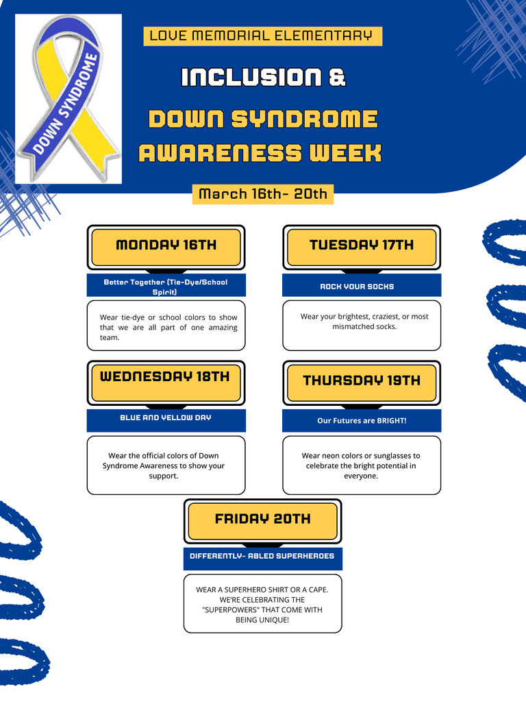 Flyer for Inclusion & Down Syndrome Awareness Week 