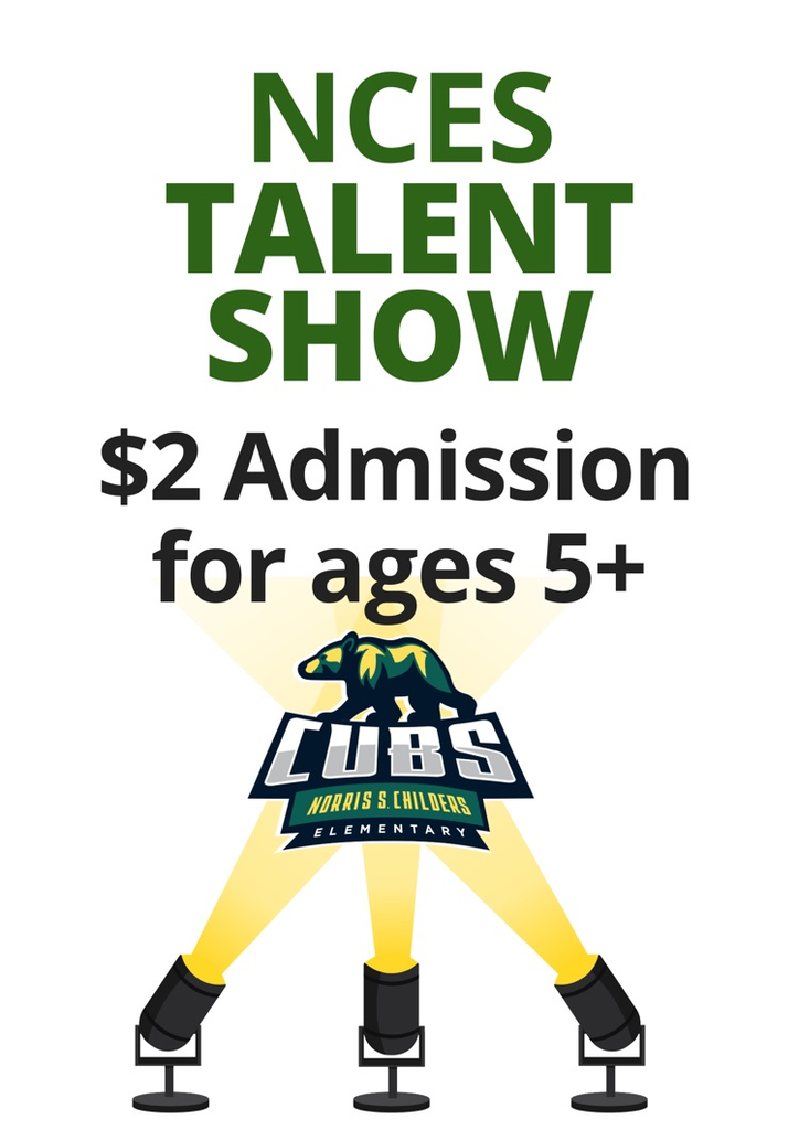 Talent Show sign with spotlights highlighting the Cub logo. 