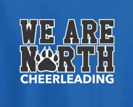 Blue background with the words We are North Cheerleading