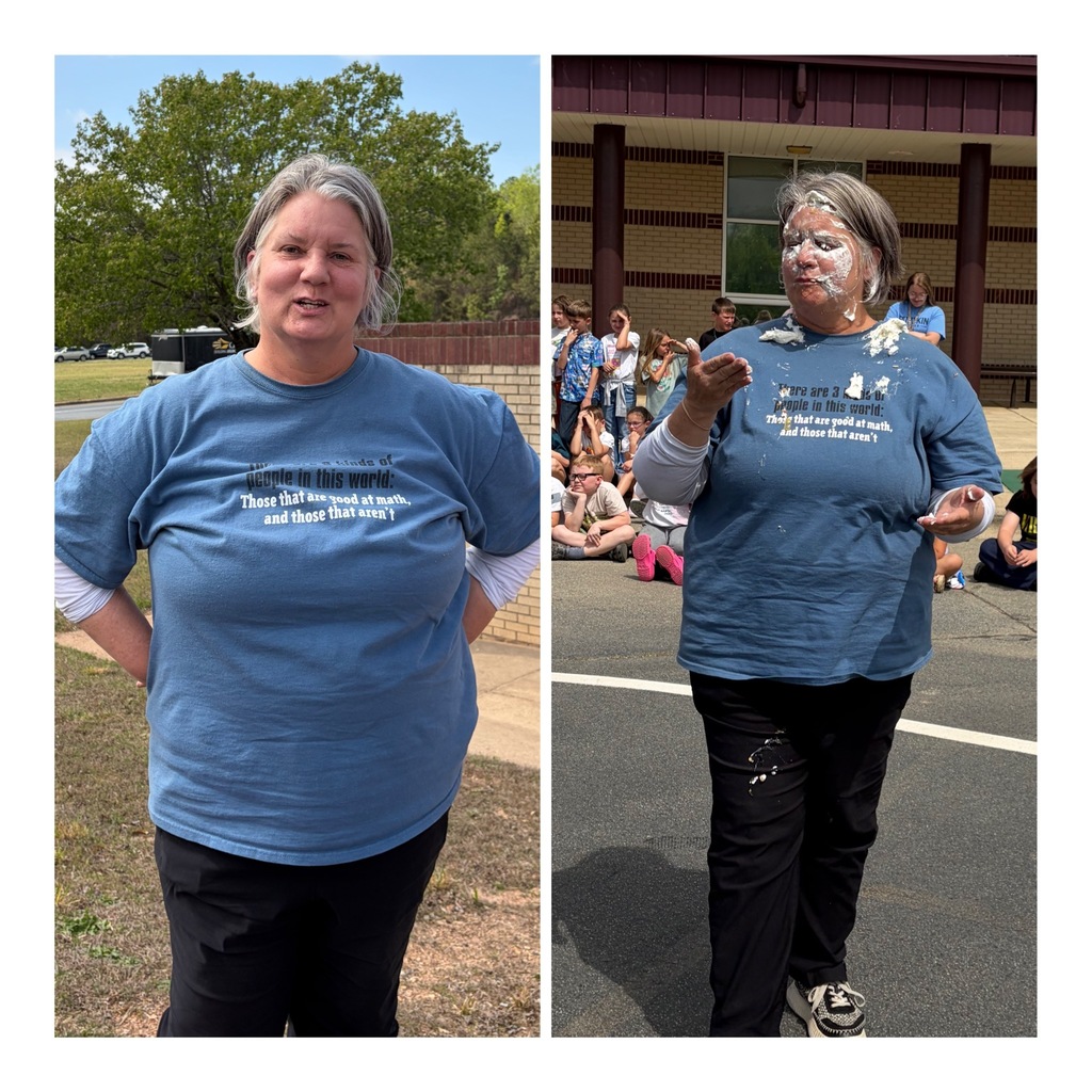March Madness third place Ms. Beard one side is a dry before picture and the second is her after a pie was smashed in her face