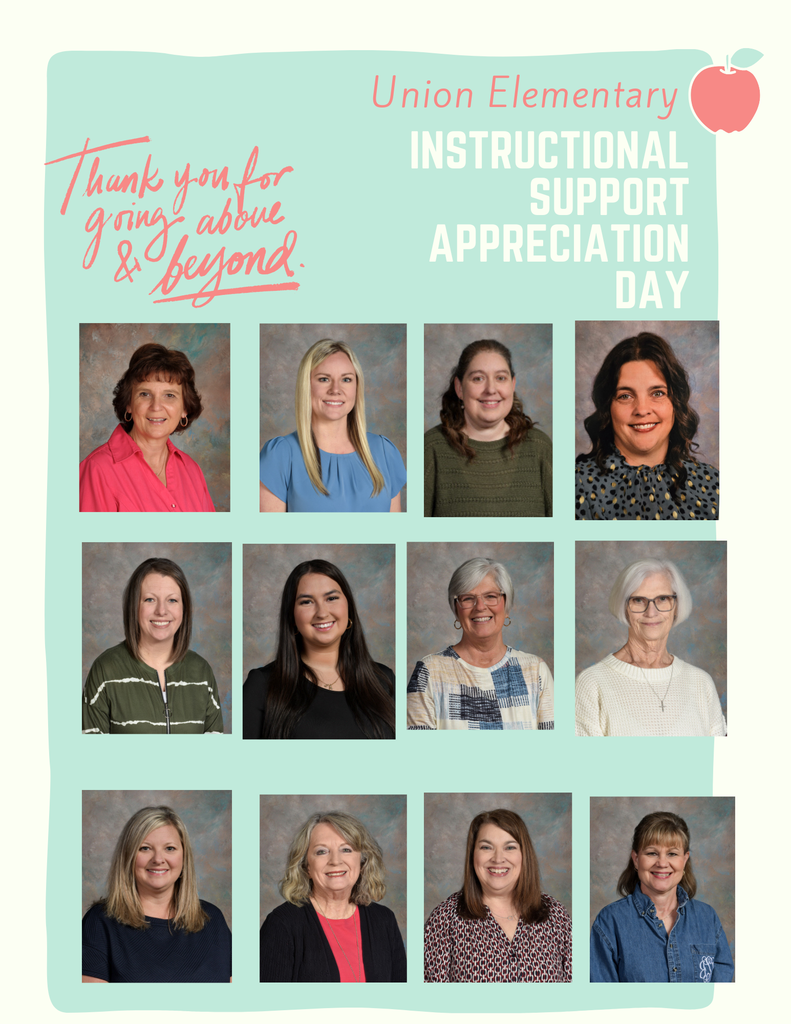 A collage of eight female educators, each wearing different attire, set against a light blue background. Text reads "Instructional Support Appreciation Day" at top.