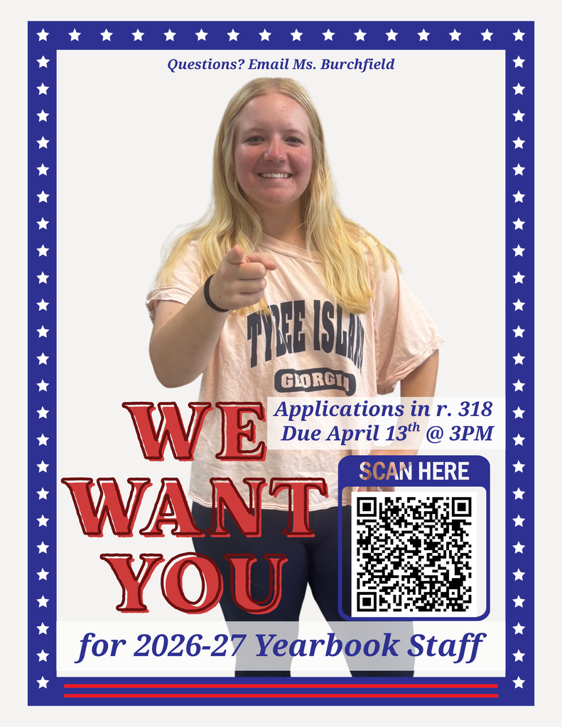 A woman with blonde hair wearing a pink T-shirt poses for a yearbook application poster with a QR code.
