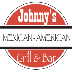 Logo for Johnny's Mexican-American Grill & Bar. Red and white circle with text in white.