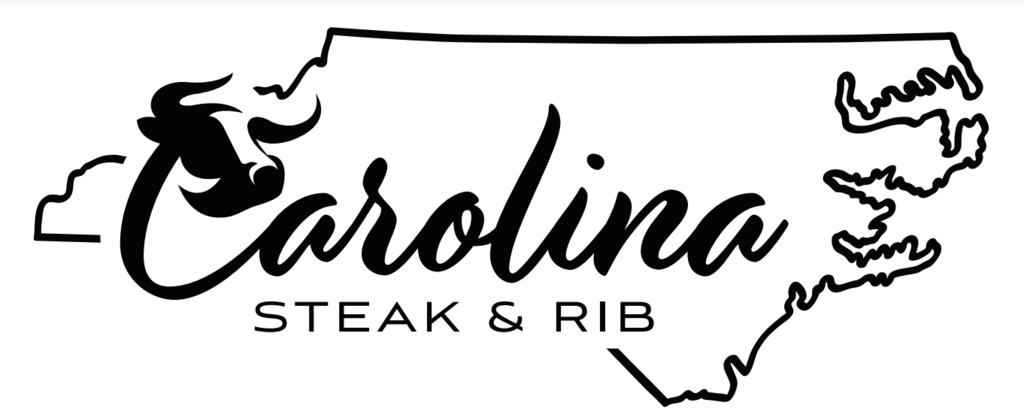 Logo featuring a stylized map of a state with "Carolina" and "Steak & Rib" in a bold font.