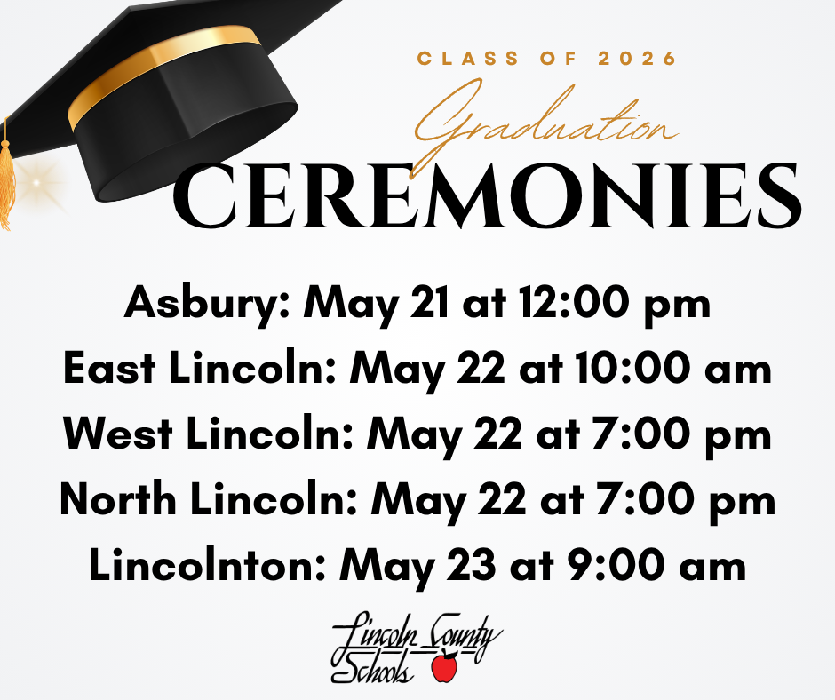 Graduation announcement with a cap, gold tassel, and text for different locations and dates.