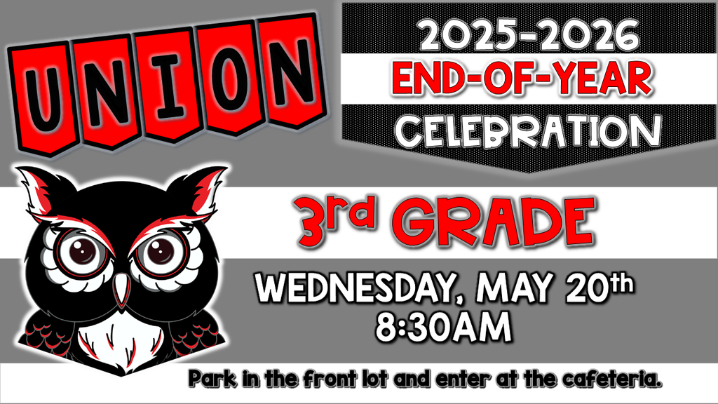 An invitation for a 3rd-grade end-of-year celebration on Wednesday, May 20th at 8:30 AM.