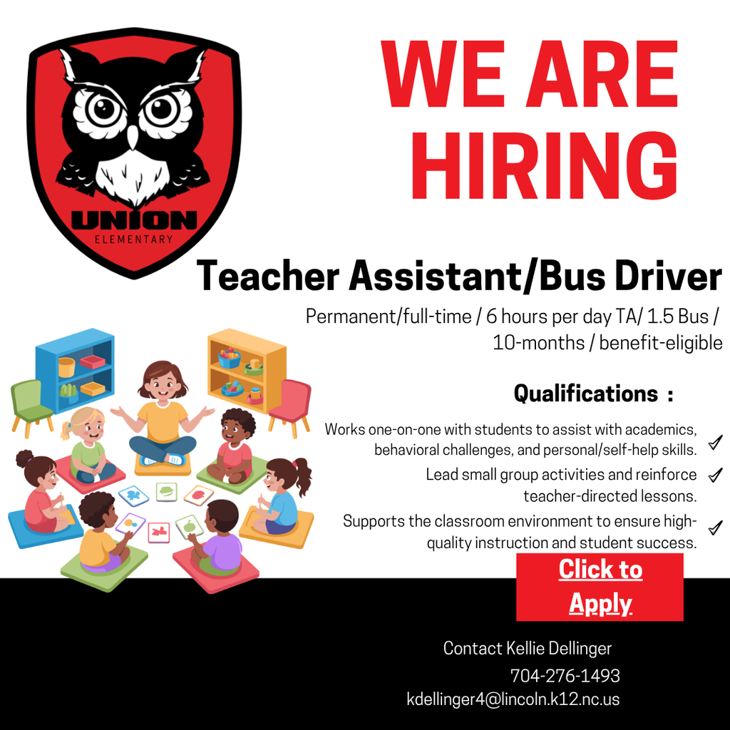 Job posting for teacher assistant/bus driver, includes details about the role and contact information.