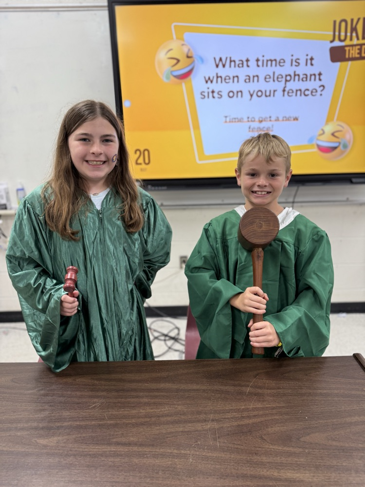 Fourth grade students present a mock courtroom trial.