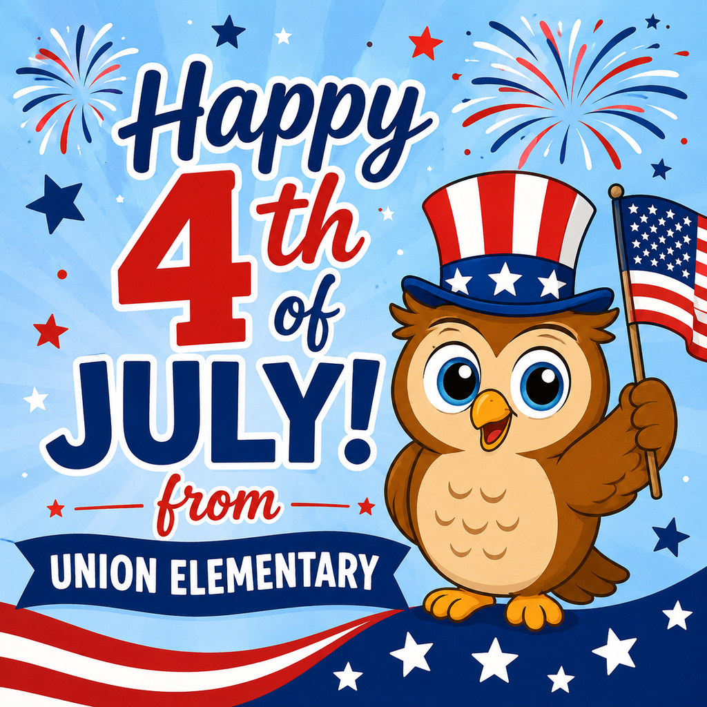 4th of july picture with a owl holding a red white and blue flag