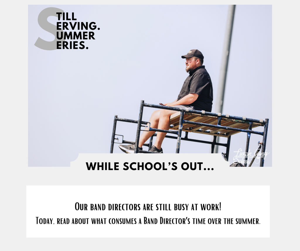 A man sits on a platform above ground, wearing a cap and sneakers. Text reads "Serving. Summer Series."