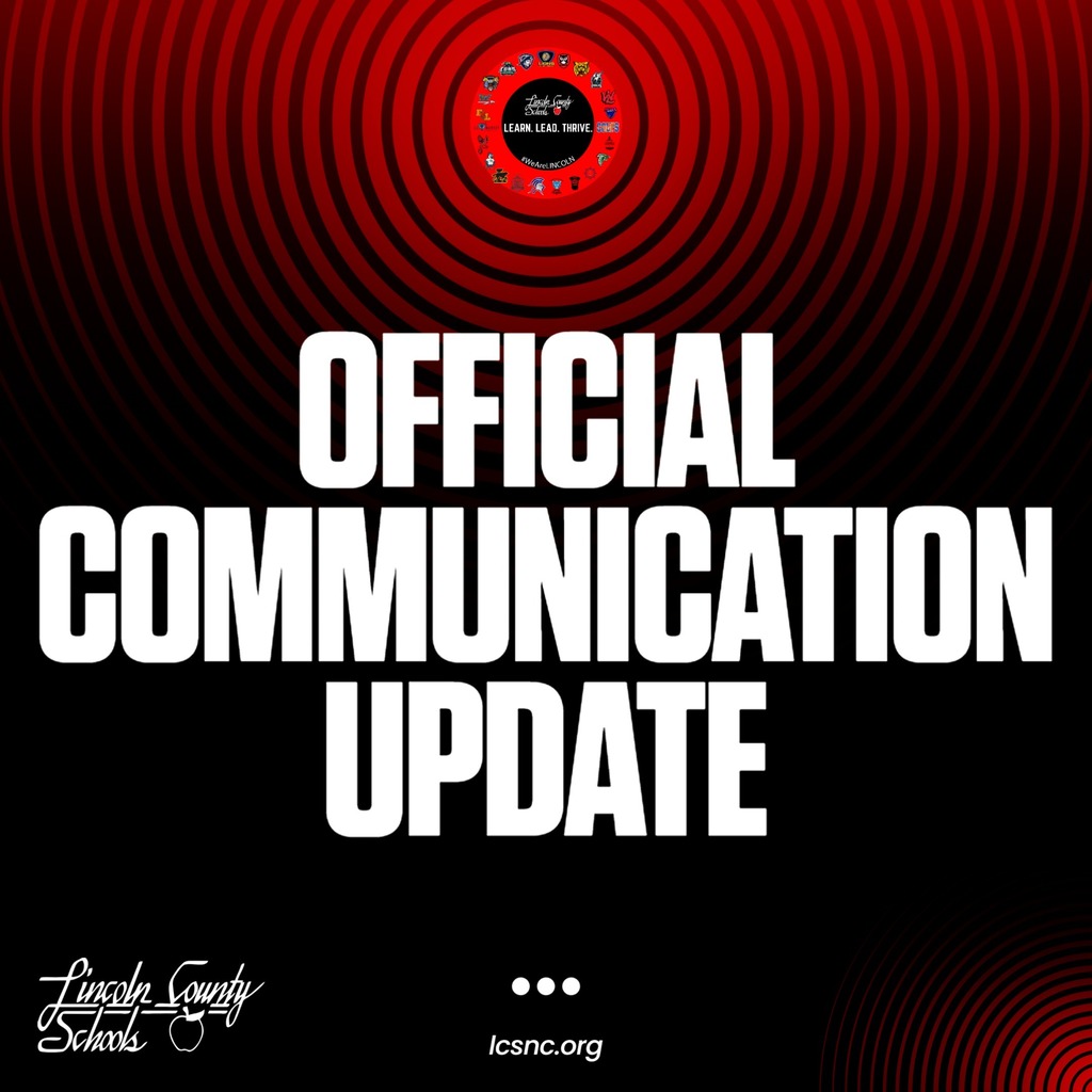 A red and black background with "Official Communication Update" in bold white font, and a small logo in the top left corner.