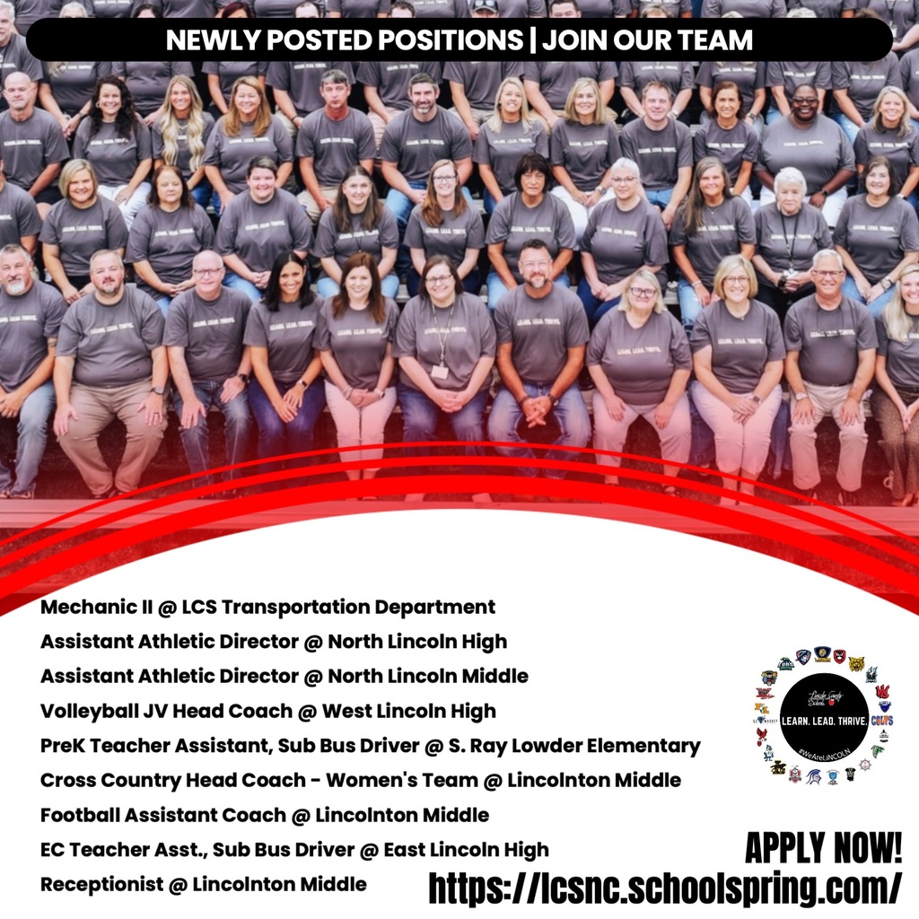 A group of people in gray shirts pose for a photo. A red line divides the image. Text mentions various positions.