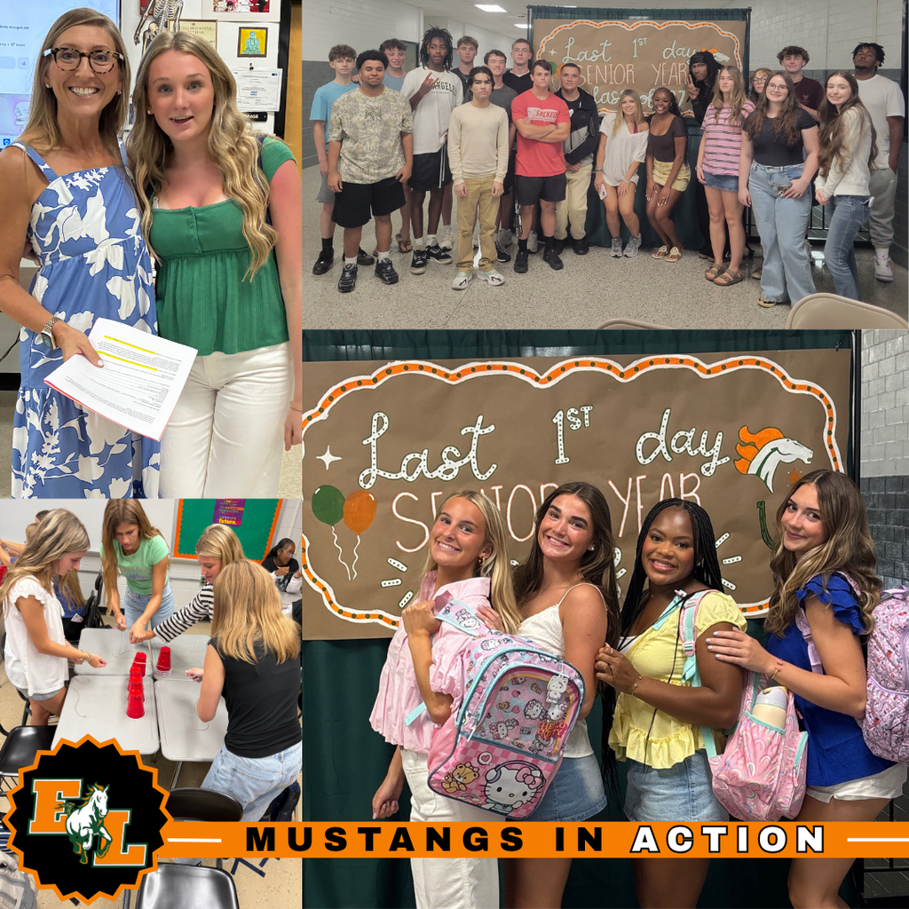 Four panels show diverse groups of students. The first has a woman with a paper, the second has a classroom setting, and the third shows students with backpacks.