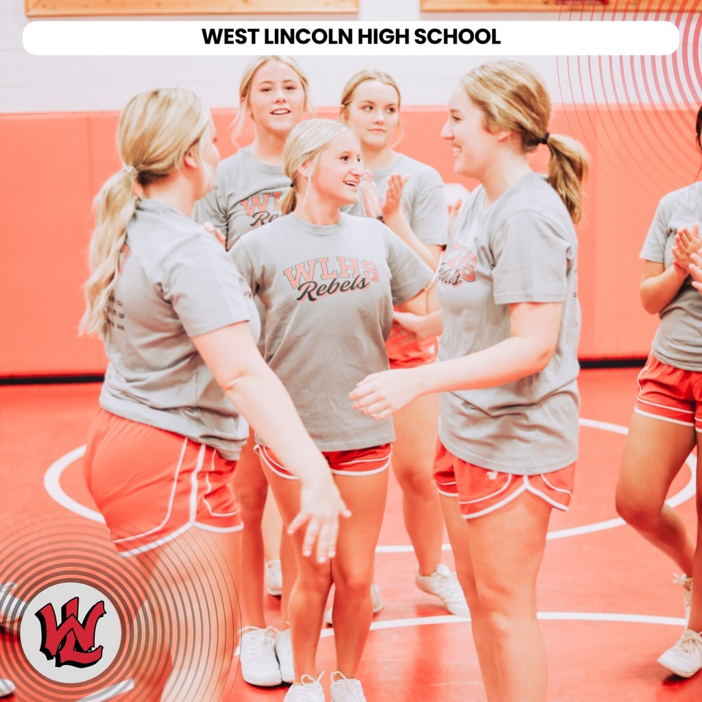 Group of women in athletic wear. The women wear gray shirts and orange shorts. Text reads "WEST LINCOLN HIGH SCHOOL" at the top.